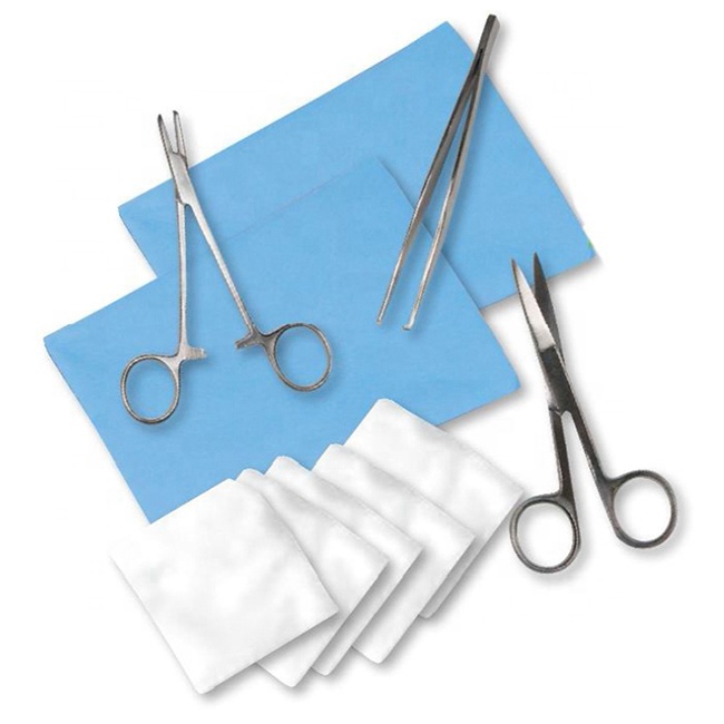 Ensemble de suture de pansement de base stérile jetable en gros ensemble de ciseaux chirurgicaux Ensemble de suture de pansement de base stérile jetable en gros ensemble de ciseaux chirurgicaux